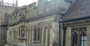 Parapet and windows on north side of Priory Gatehouse