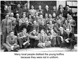 Some of the young scientists who moved to Malvern in 1942 to develop radar