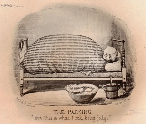 A Water Cure patient packed with wet sheets and blankets
