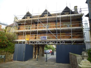Scaffolding on the south side on the Gatehouse